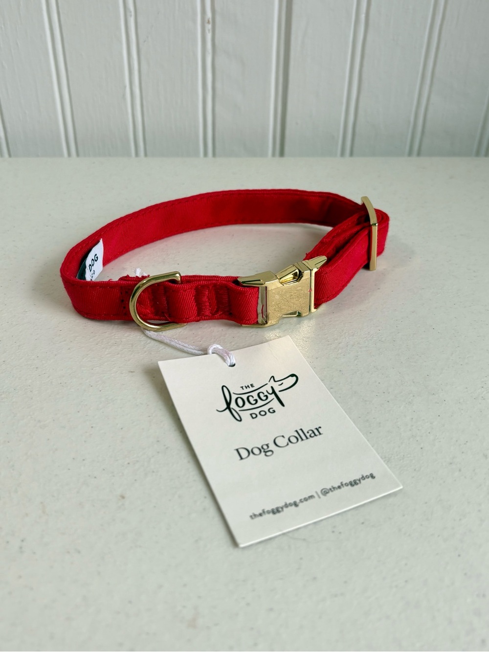 NWT The Foggy Dog Ruby Red Dog Collar Extra Small Gold Hardware Pet Christmas